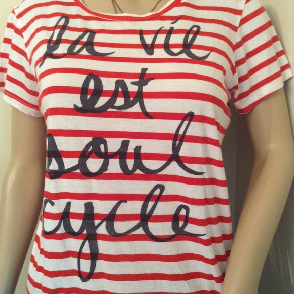 Soulcycle Short Sleeve Striped Tee Shirt Red White - Picture 6 of 6